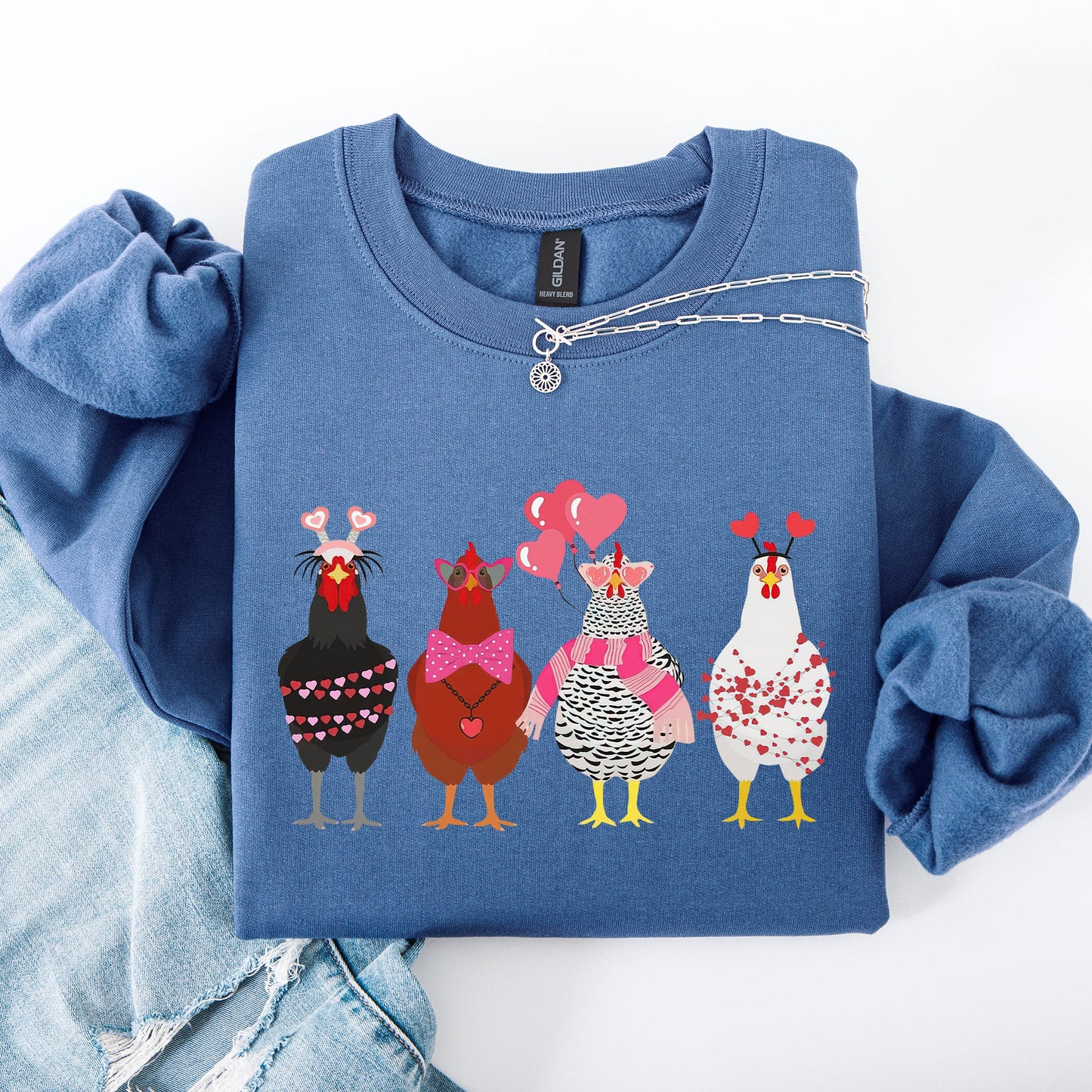 Valentine's Chickens, Cute, Farm, Love, Hearts Sweatshirt