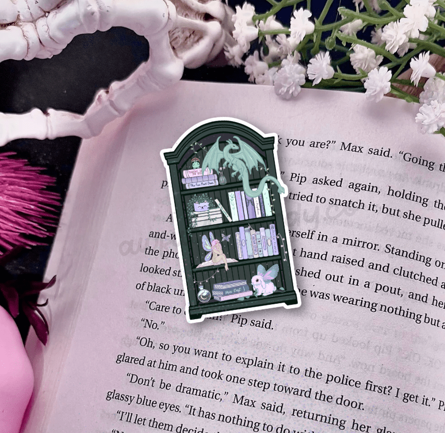 Handrawn Fairy Dragon Bookshelf Laminated Sticker
