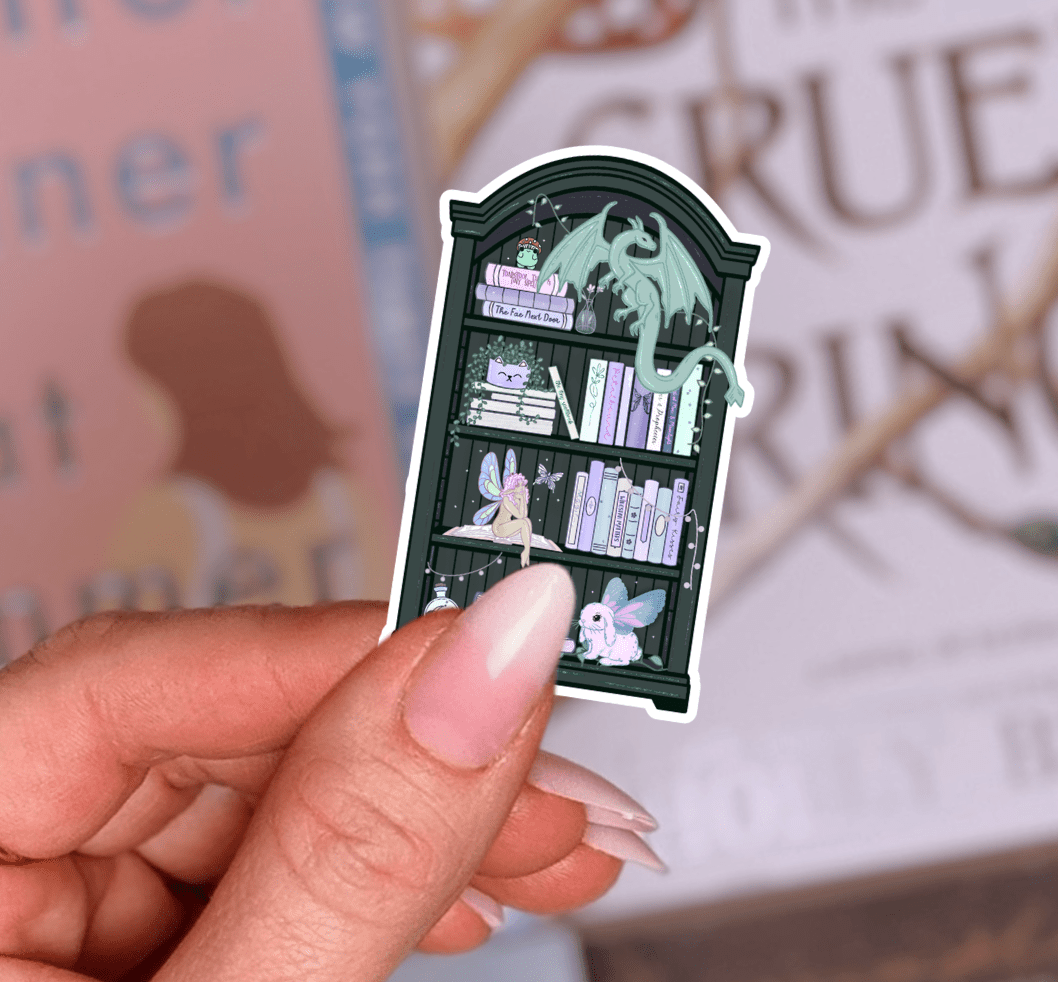 Handrawn Fairy Dragon Bookshelf Laminated Sticker