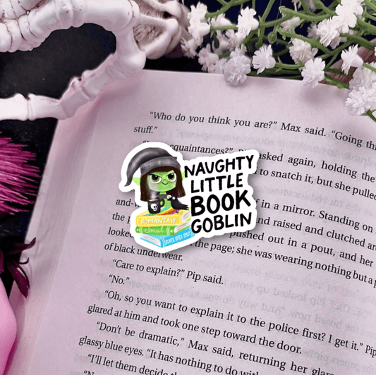 Naughty Little Book Goblin Laminated Sticker