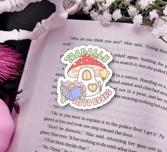 Toadally into Books Laminated Sticker